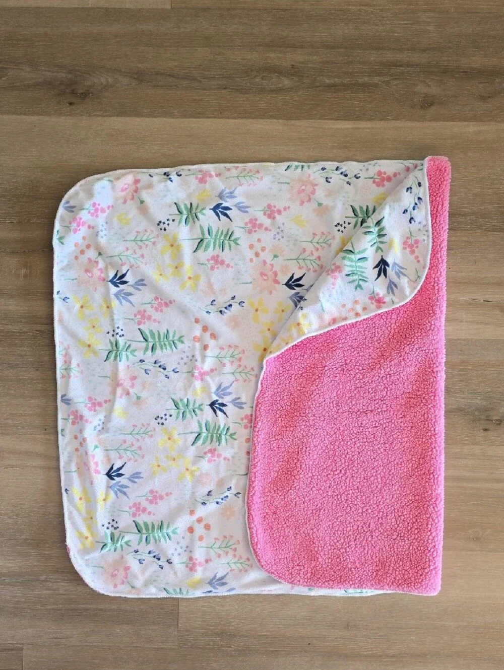 cloud island Floral Baby Blanket - Pink, Yellow, Green, Blue